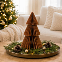 Plum Pudding Christmas Paper Tree Mantle Decoration Brown