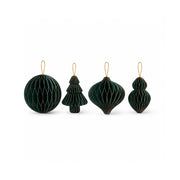 Plum Pudding Christmas Paper Ornaments 4pk Green