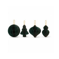 Plum Pudding Christmas Paper Ornaments 4pk Green