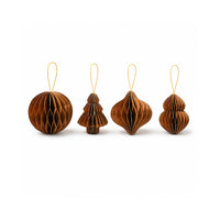 Plum Pudding Christmas Paper Ornaments 4pk Brown