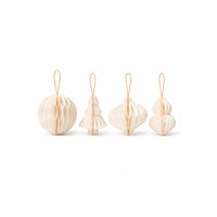 Plum Pudding Christmas Paper Ornaments 4pk Cream