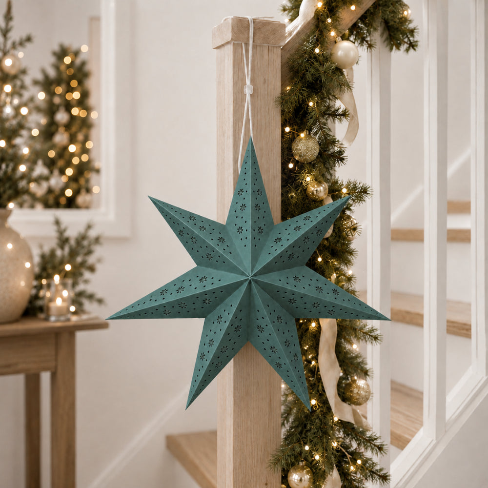 Plum Pudding Christmas Paper Star 60cm Green