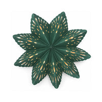 Plum Pudding Christmas 9 Pointed Paper Star 40cm with lights Green