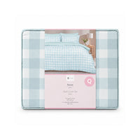 K&Co. House Series Sunwashed Quilt Cover Set Queen - SAGE GINGHAM