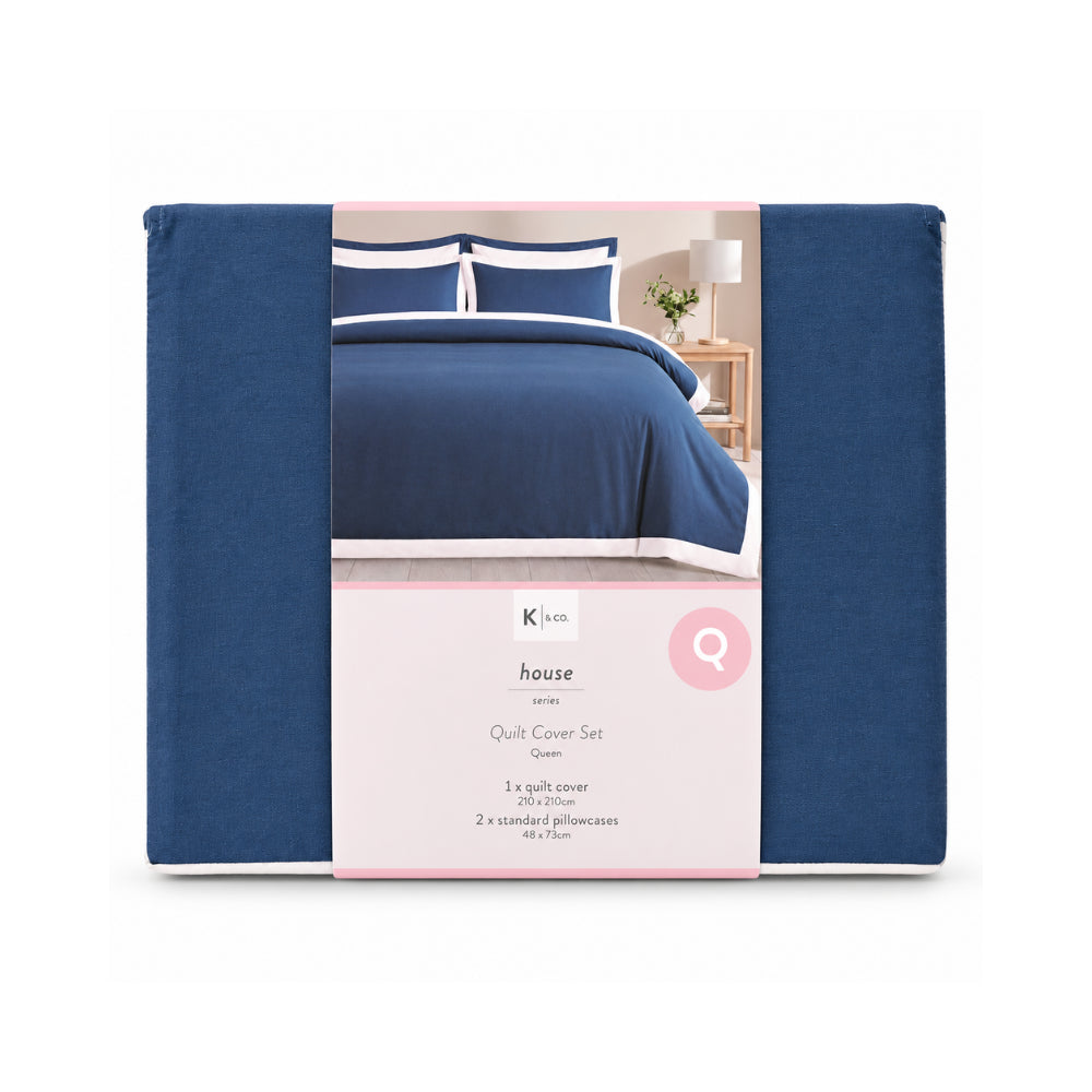 K&Co. House Series Sunwashed Quilt Cover Set Queen - BORDER