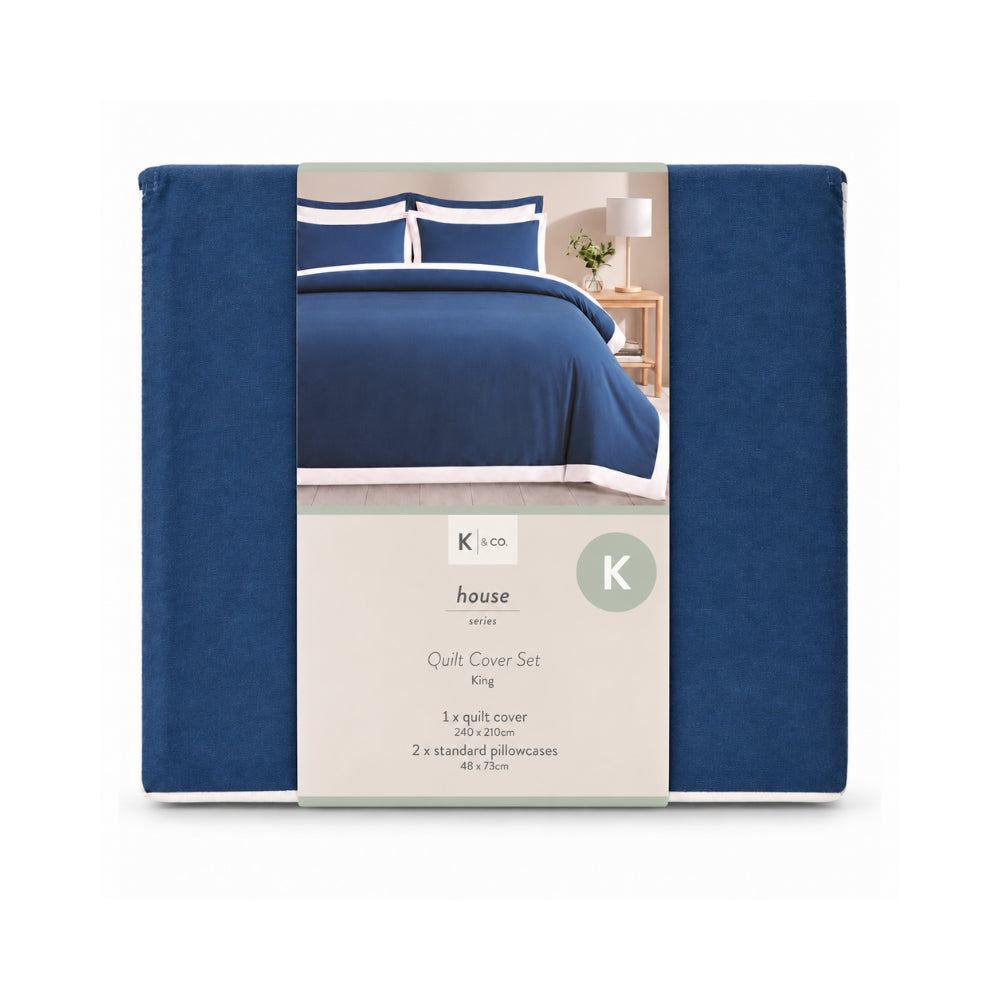 K&Co. House Series Sunwashed Quilt Cover Set King - BORDER