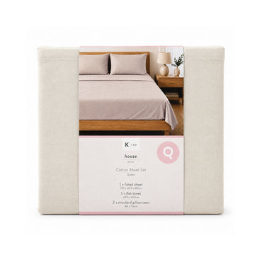 K&Co. House Series Cotton Sheet Set Queen - OATMEAL
