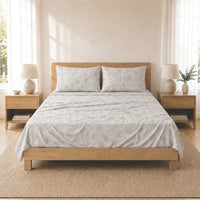 K&Co. House Series Cotton Sheet Set Queen - FLORAL OUTLINE