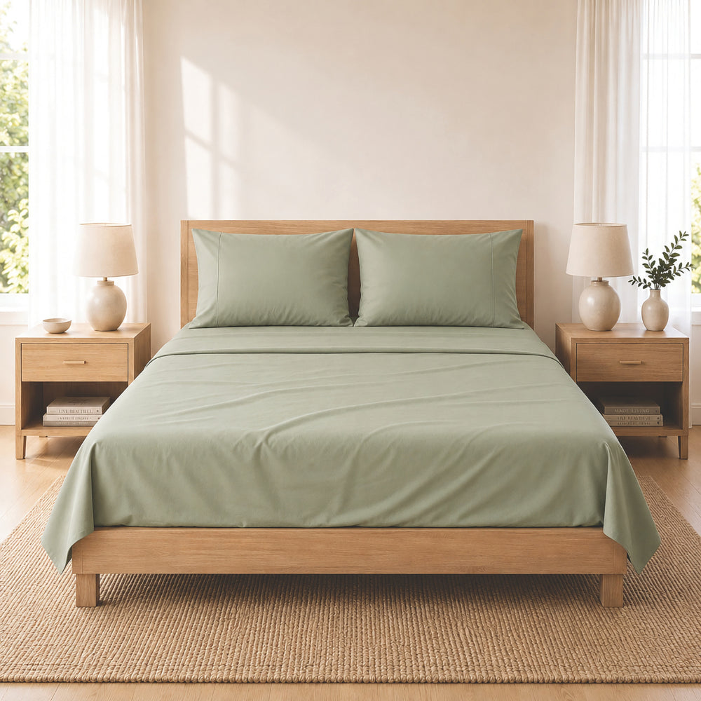 K&Co. House Series Cotton Sheet Set King - SAGE