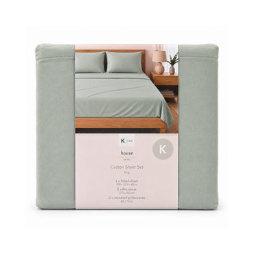 K&Co. House Series Cotton Sheet Set King - SAGE