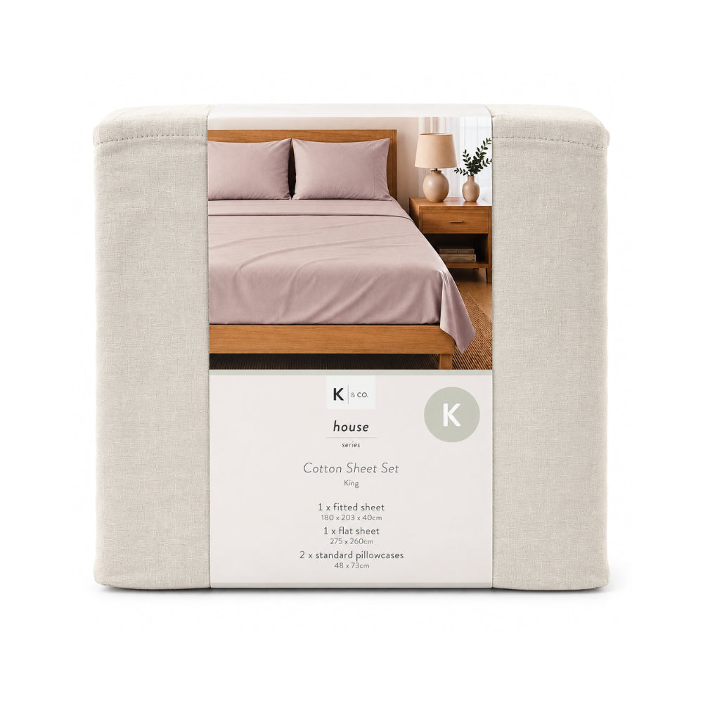K&Co. House Series Cotton Sheet Set King - OATMEAL