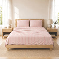 K&Co. House Series Cotton Sheet Set King - PINK STRIPE