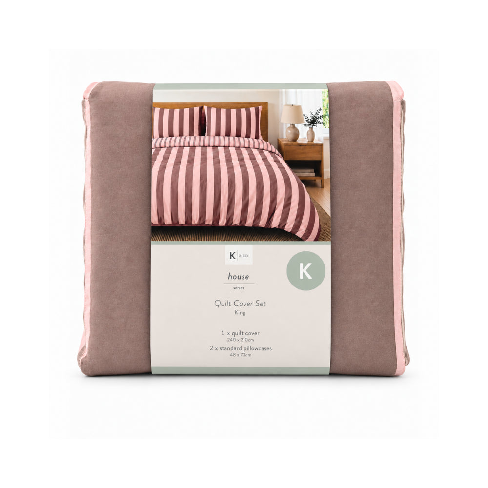 K&Co. House Series Cotton Quilt Cover Set King - DAHLIA STRIPE