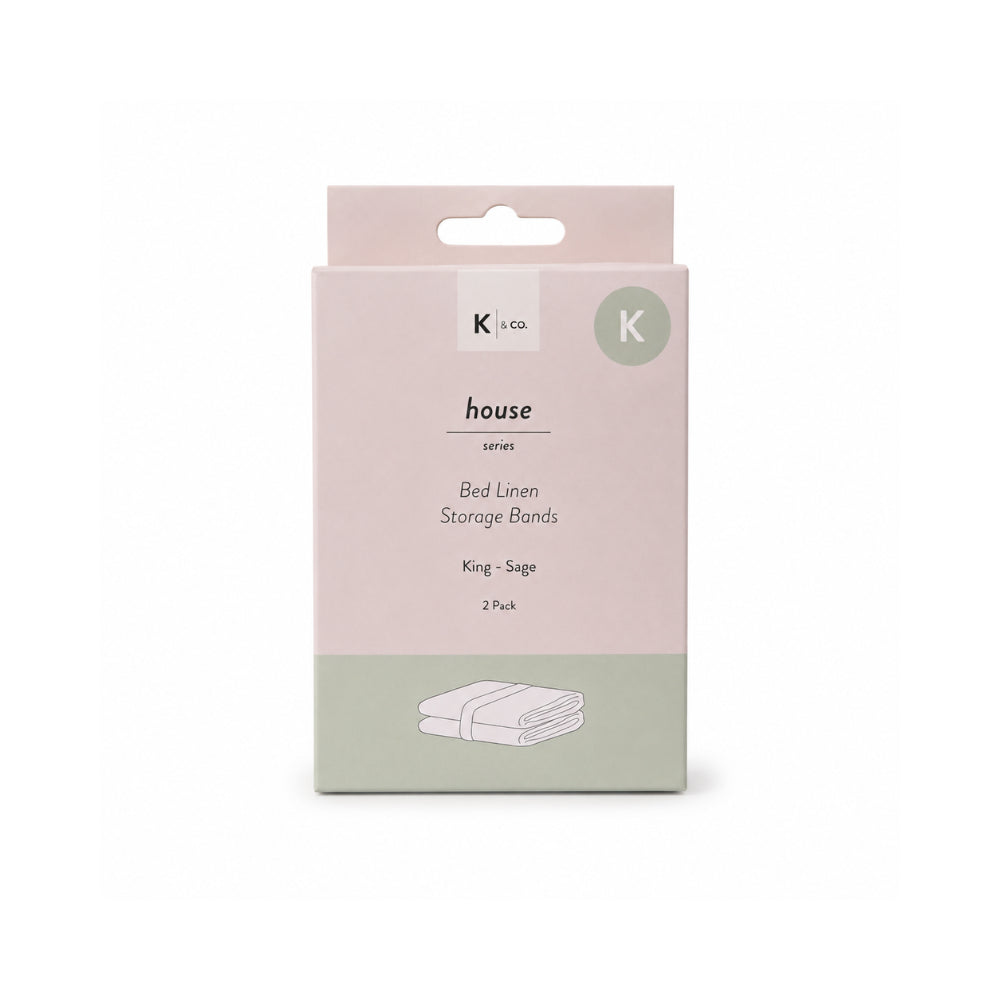 K&Co. House Series Bed Linen Storage Band Queen 2 Pack - SAGE