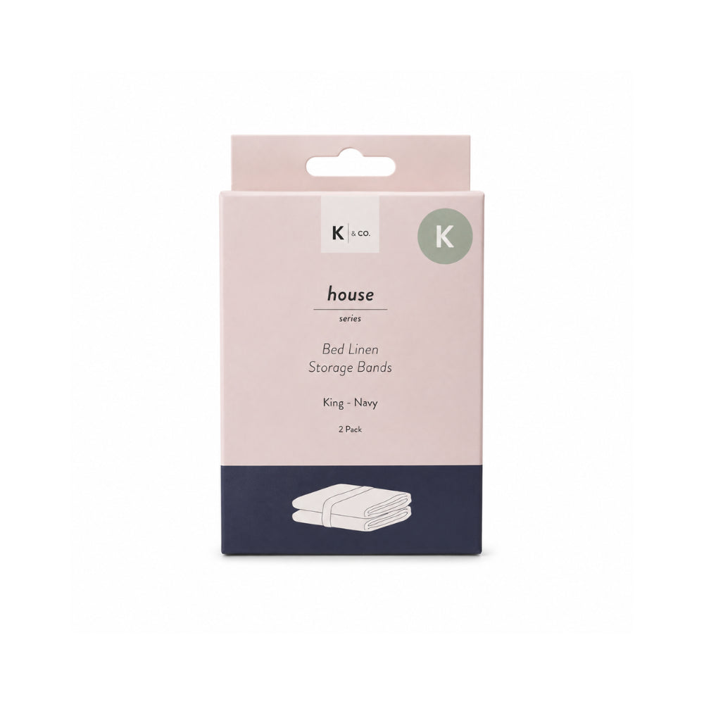 K&Co. House Series Bed Linen Storage Band Queen 2 Pack - NAVY