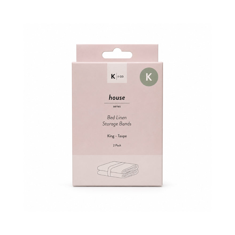 K&Co. House Series Bed Linen Storage Band Queen 2 Pack - TAUPE