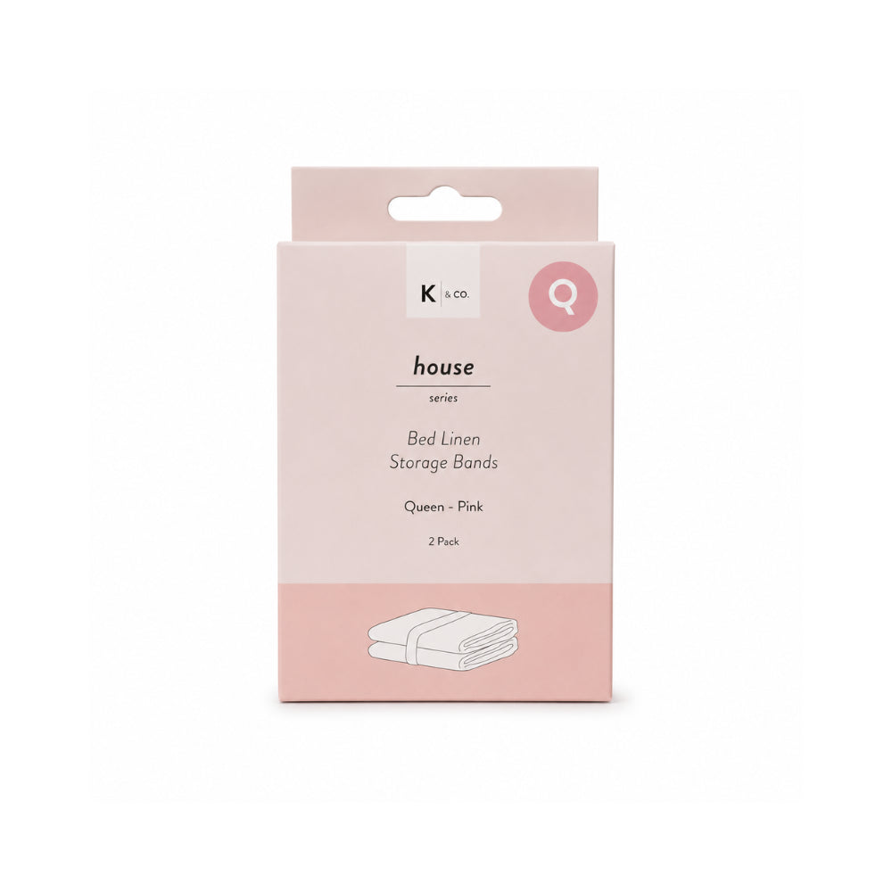 K&Co. House Series Bed Linen Storage Band King 2 Pack - PINK