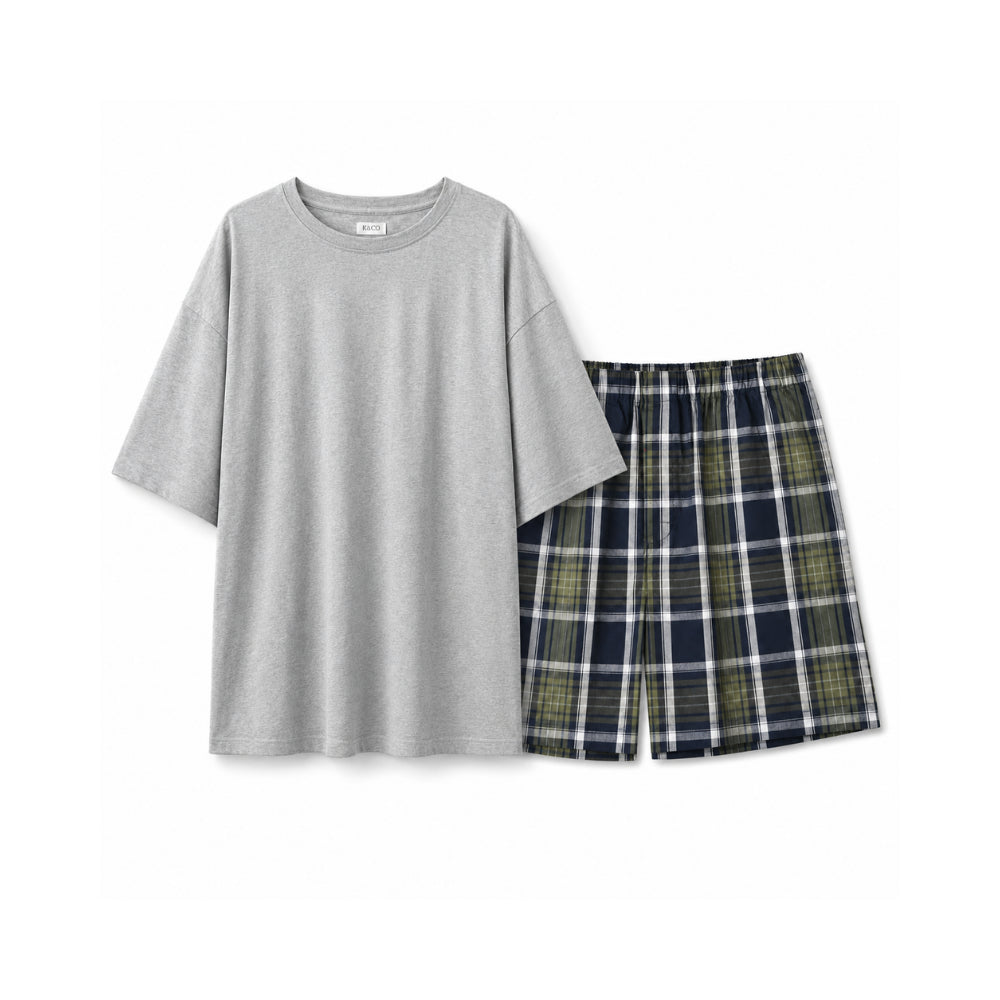 K&Co. Mens Short Length Pyjama - GREY CHECK