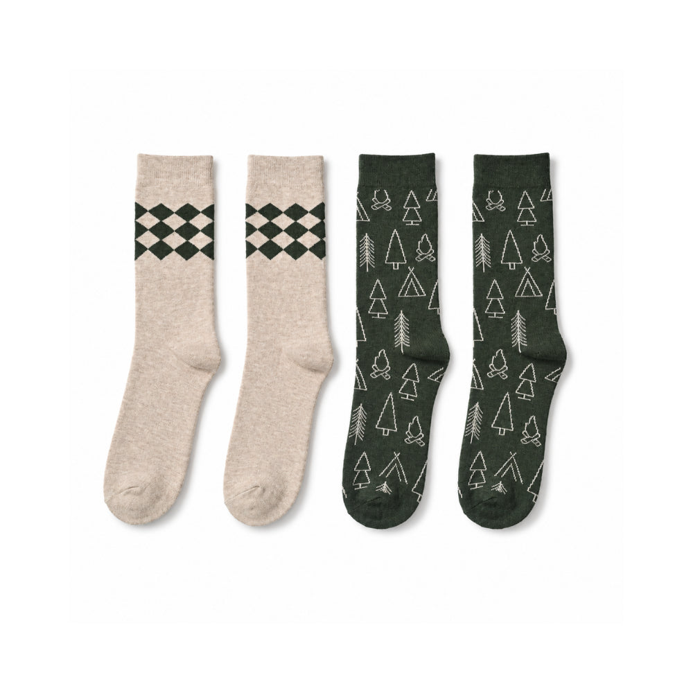 K&Co. Mens 2 Pack Wool Rich Socks (One Size) - ADVENTURE