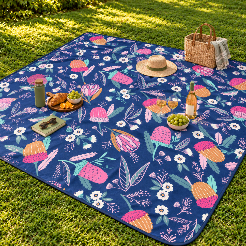 K&Co. Lagoon Series Large Picnic Blanket 200cm x 200cm - BANKSIA BUDS