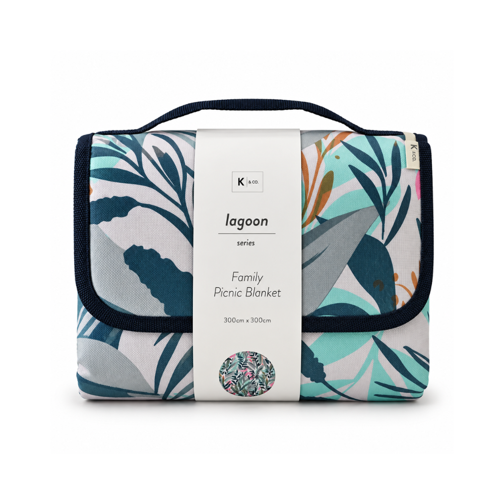 K&Co. Lagoon Series Family Picnic Blanket 300cm x 300cm - BOTANIC LEAVES