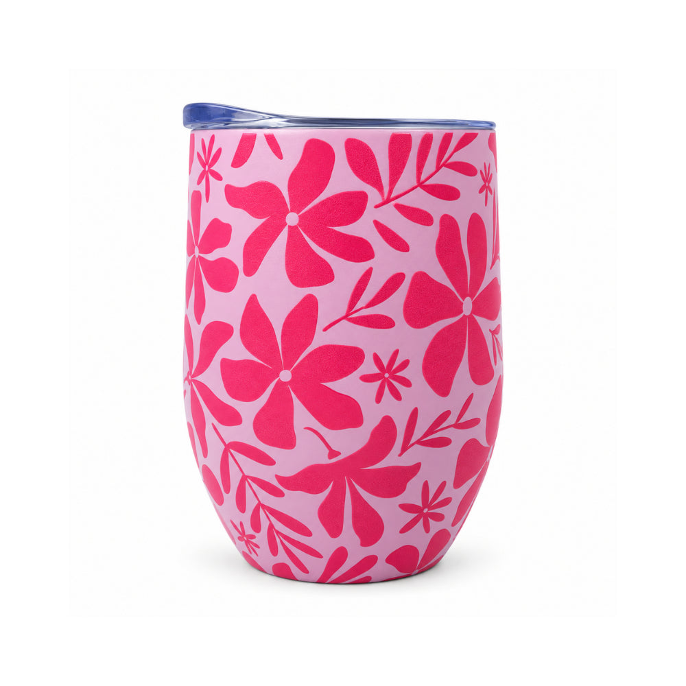 K&Co. Lagoon Series  Small Insulated Cup - FUCHSIA TROPIC FLORAL
