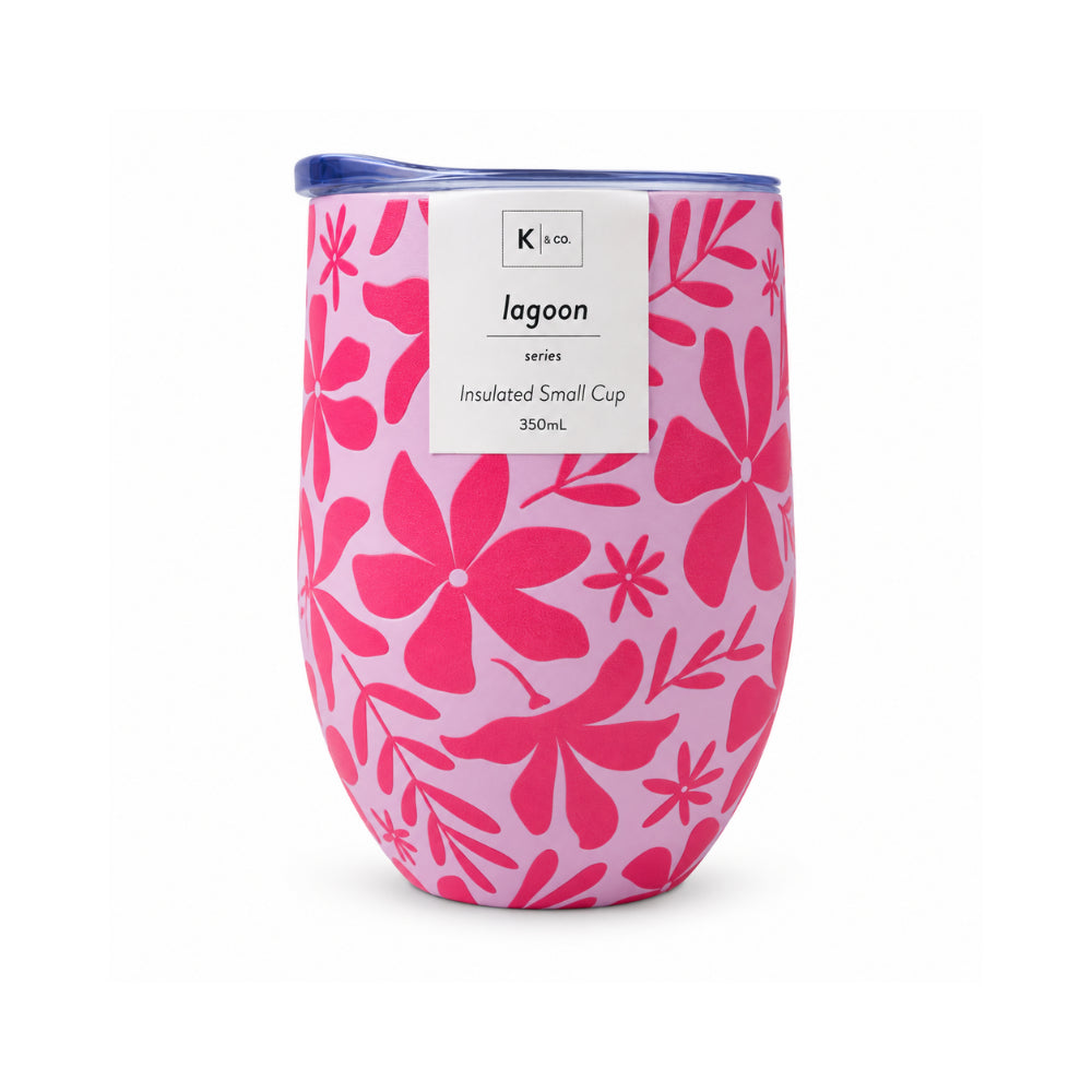 K&Co. Lagoon Series  Small Insulated Cup - FUCHSIA TROPIC FLORAL