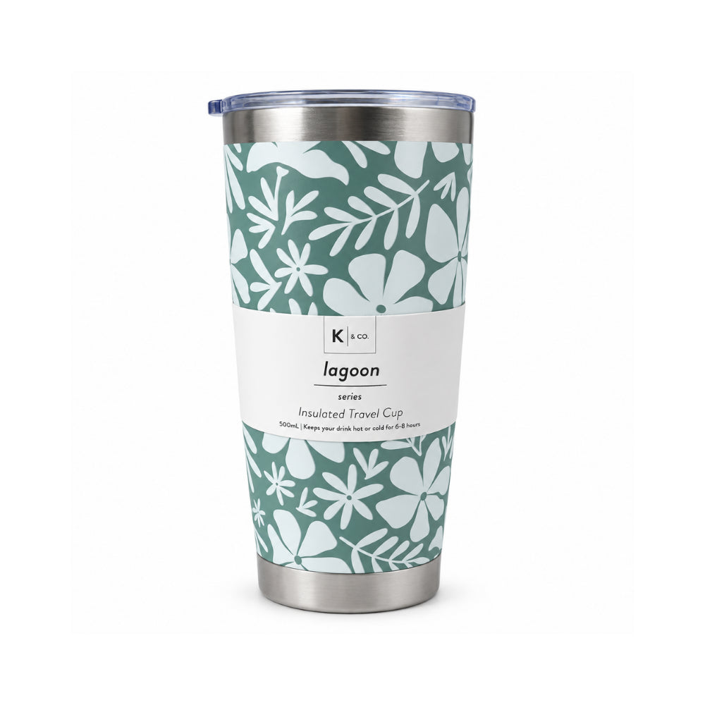 K&Co. Lagoon Series Insulated Travel Cup - SAGE TROPIC FLORAL