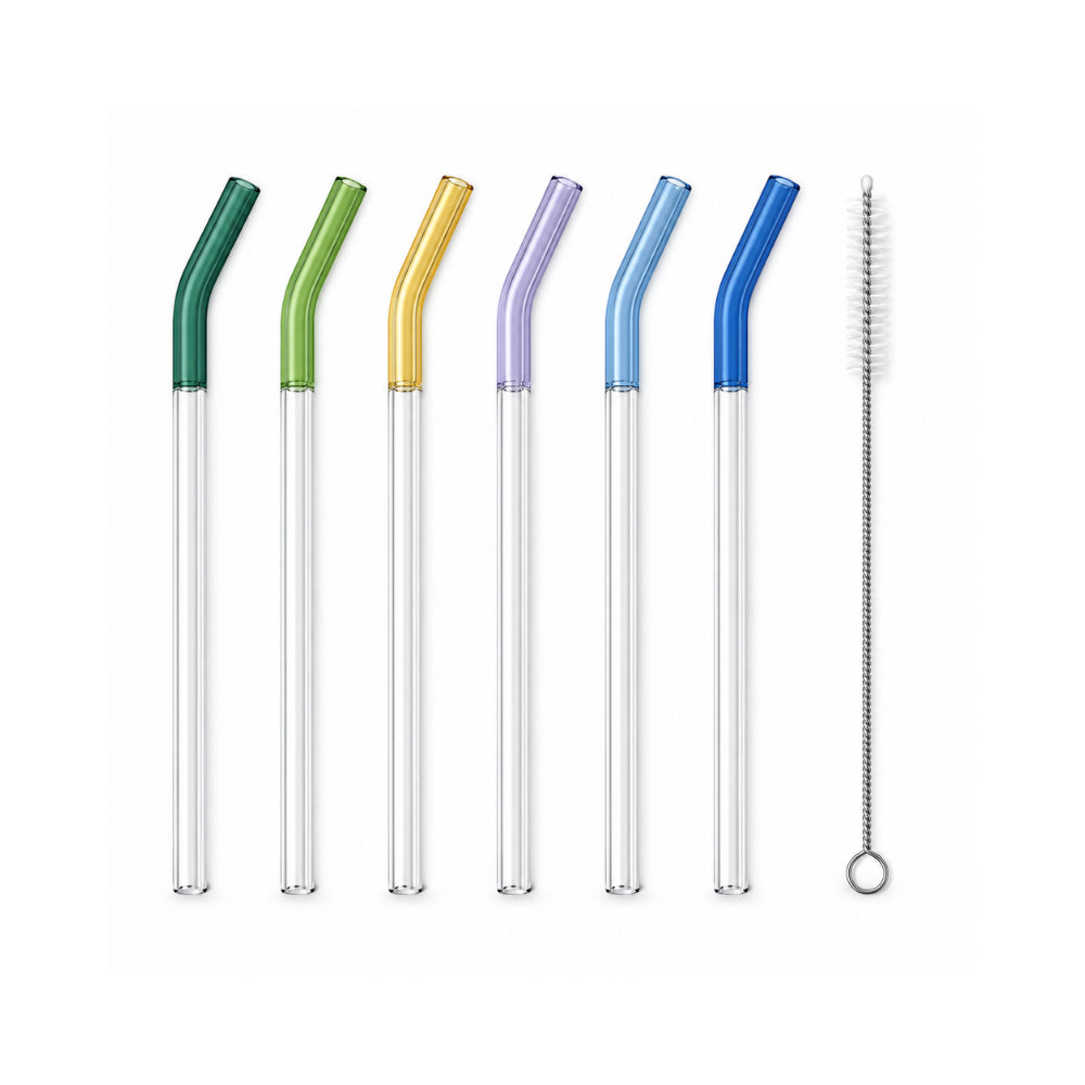 K&Co. Lagoon Series 6 Pack Glass Straw - SPRING