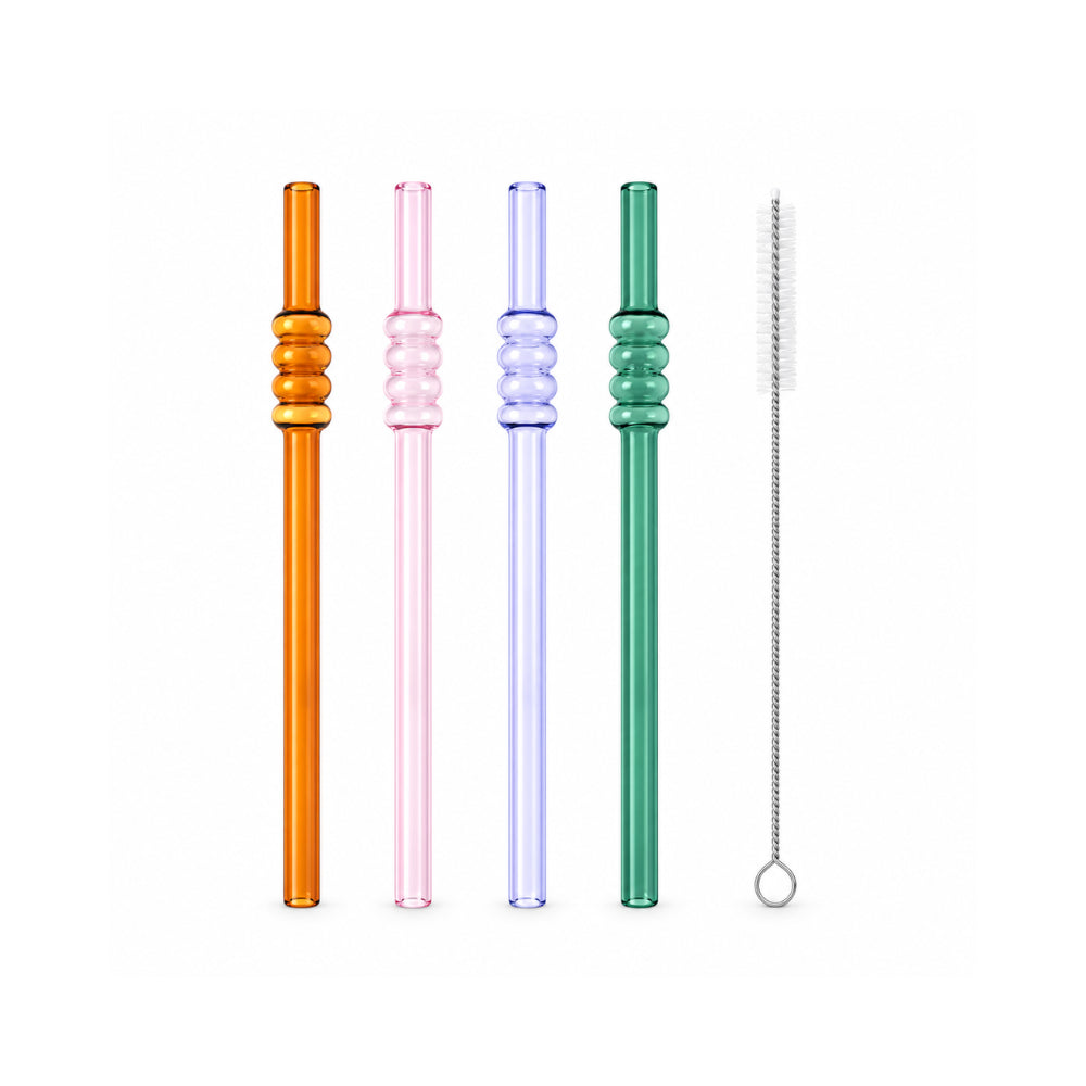 K&Co. Lagoon Series 4 Pack Bubble Glass Straws