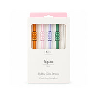 K&Co. Lagoon Series 4 Pack Bubble Glass Straws