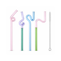 K&Co. Lagoon Series 4 Pack Crazy Glass Straws