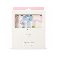 K&Co. Lagoon Series 4 Pack Crazy Glass Straws