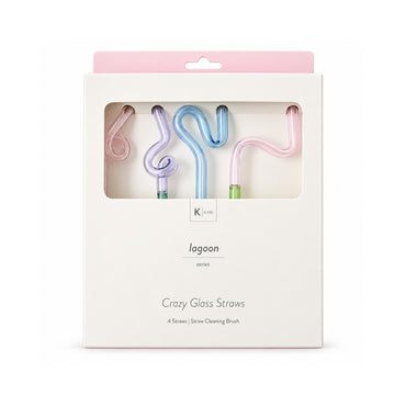 K&Co. Lagoon Series 4 Pack Crazy Glass Straws