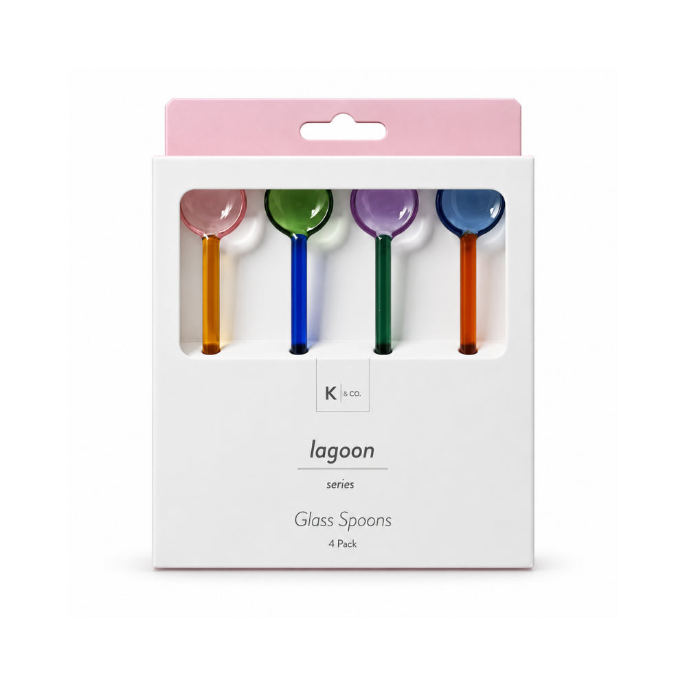 K&Co. Lagoon Series 4 Pack Glass Spoons