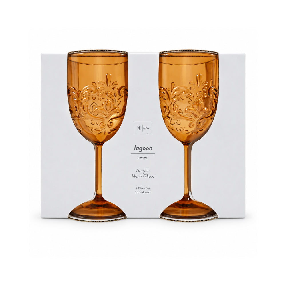 K&Co. Lagoon Series Acrylic Wine Glass 2 Pack - AMBER