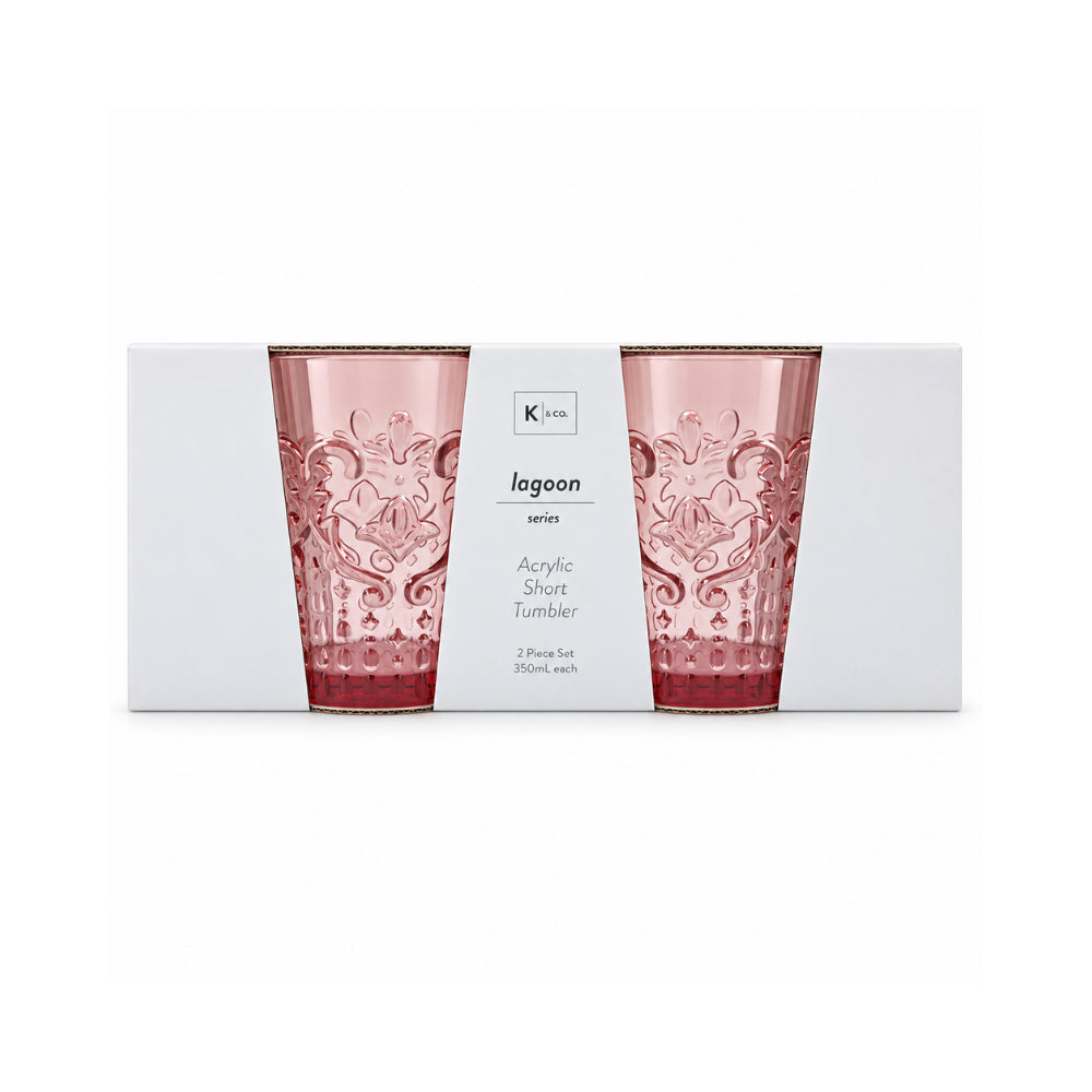 K&Co. Lagoon Series Acrylic Tumbler Short 2 Pack - PINK