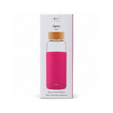 K&Co. Lagoon Series Glass & Silicone Drink Bottle - FUCHSIA