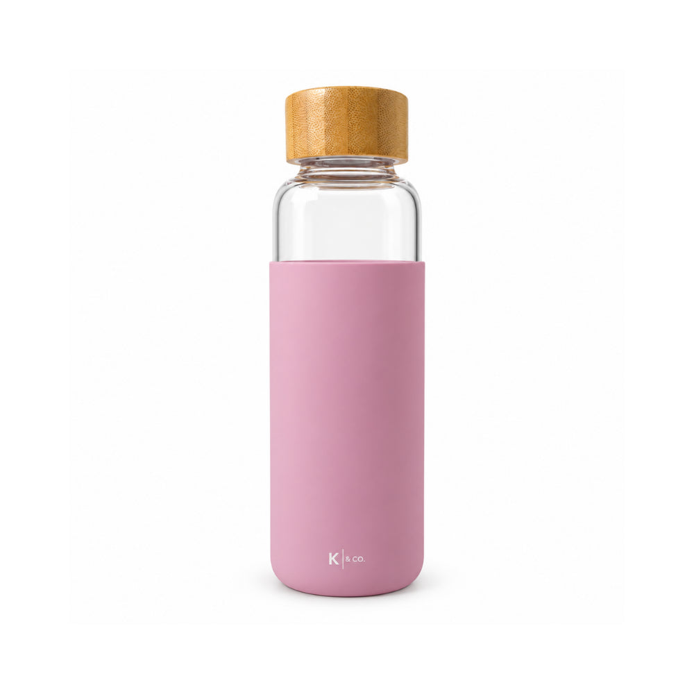 K&Co. Lagoon Series Glass & Silicone Drink Bottle - PINK