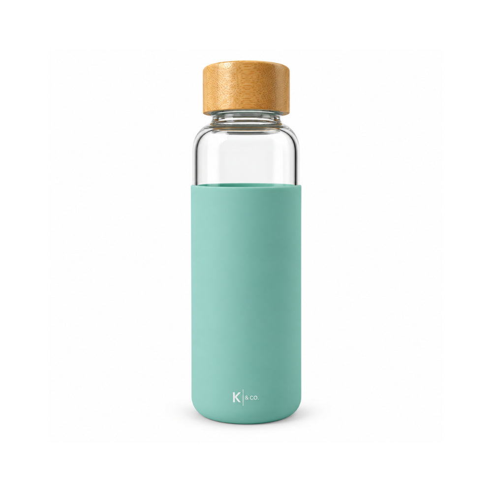 K&Co. Lagoon Series Glass & Silicone Drink Bottle - MINTY