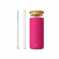 K&Co. Lagoon Series Glass & Silicone Smoothie Bottle - FUCHSIA