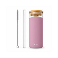 K&Co. Lagoon Series Glass & Silicone Smoothie Bottle - PINK