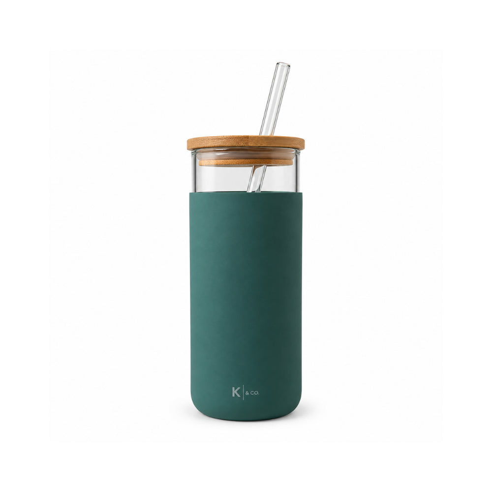 K&Co. Lagoon Series Glass & Silicone Smoothie Bottle - DEEP SAGE