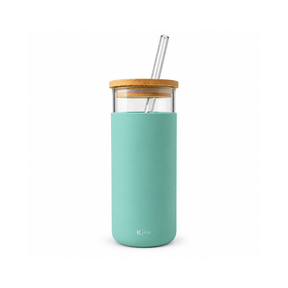 K&Co. Lagoon Series Glass & Silicone Smoothie Bottle - MINTY