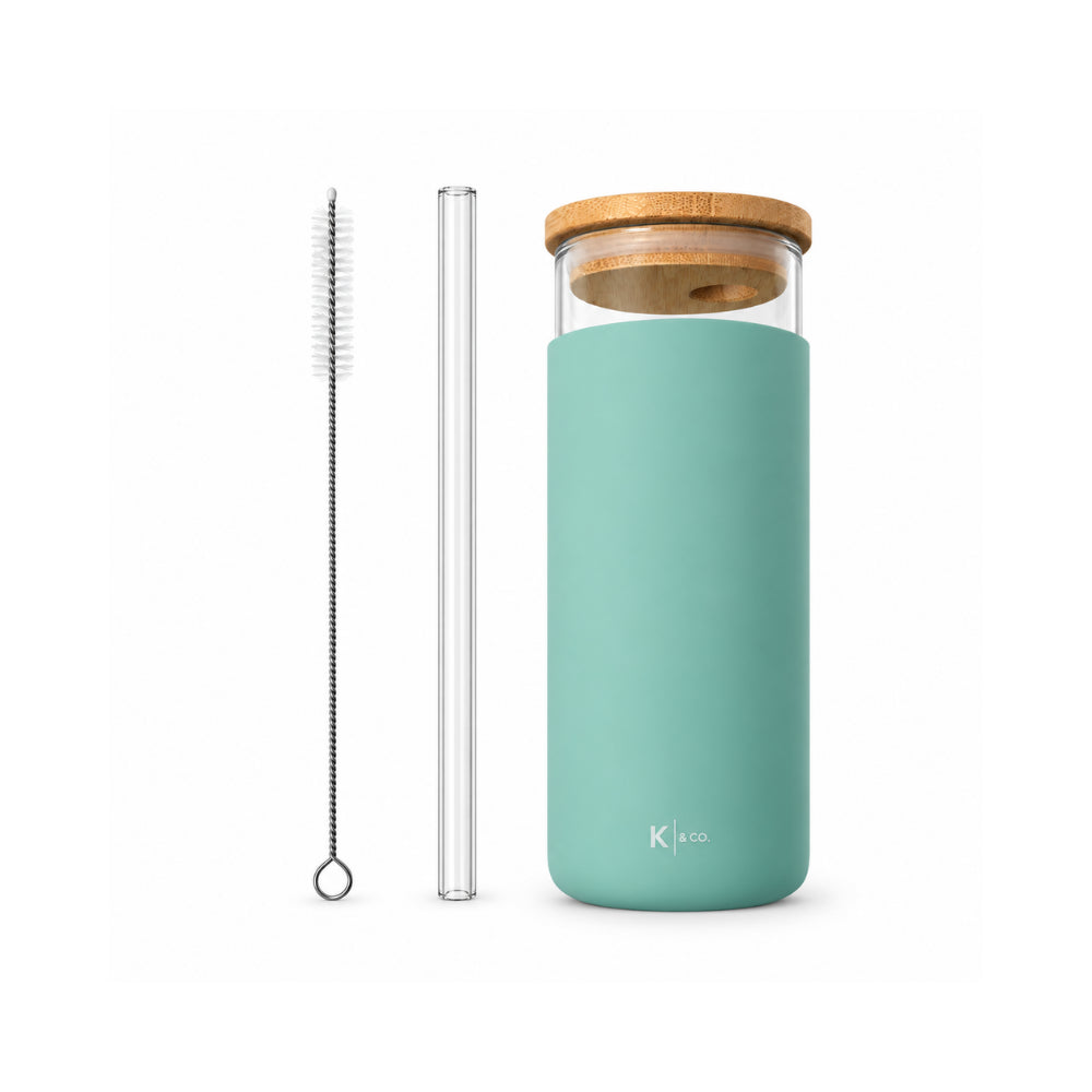 K&Co. Lagoon Series Glass & Silicone Smoothie Bottle - MINTY