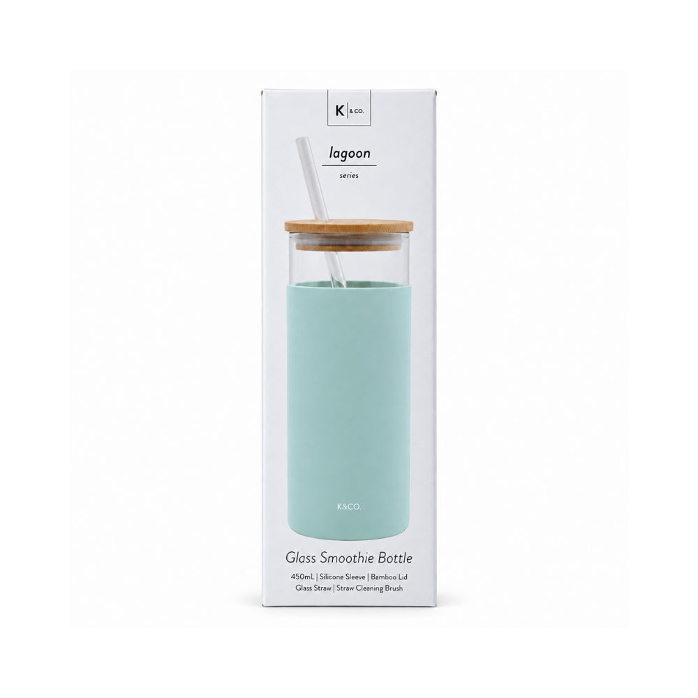 K&Co. Lagoon Series Glass & Silicone Smoothie Bottle - MINTY