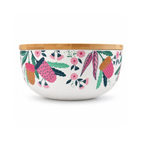 K&Co. Lagoon Series Bamboo Salad Bowl with Servers - BANKSIA BUDS