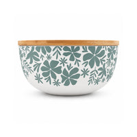 K&Co. Lagoon Series Bamboo Salad Bowl with Servers - SAGE TROPIC FLORAL