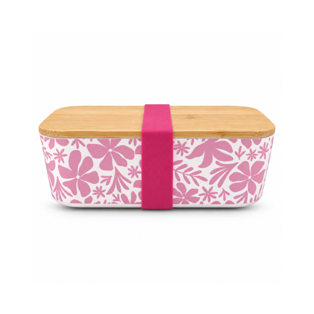 K&Co. Lagoon Series Bamboo Printed Lunch Box - PINK TROPIC FLORAL