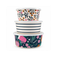 K&Co. Lagoon Series Bamboo Container with Lid 3 Piece - BANKSIA MULTI